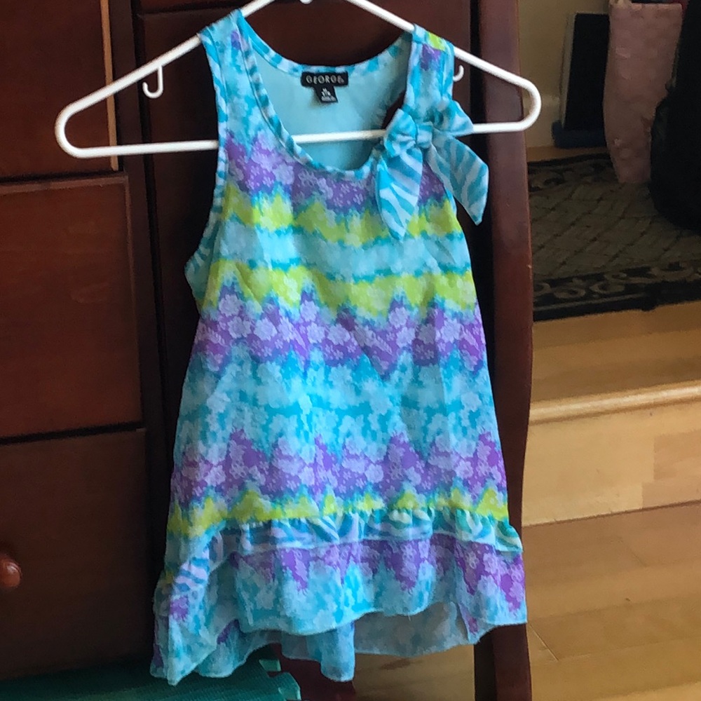 Teal and purple flower tank top
